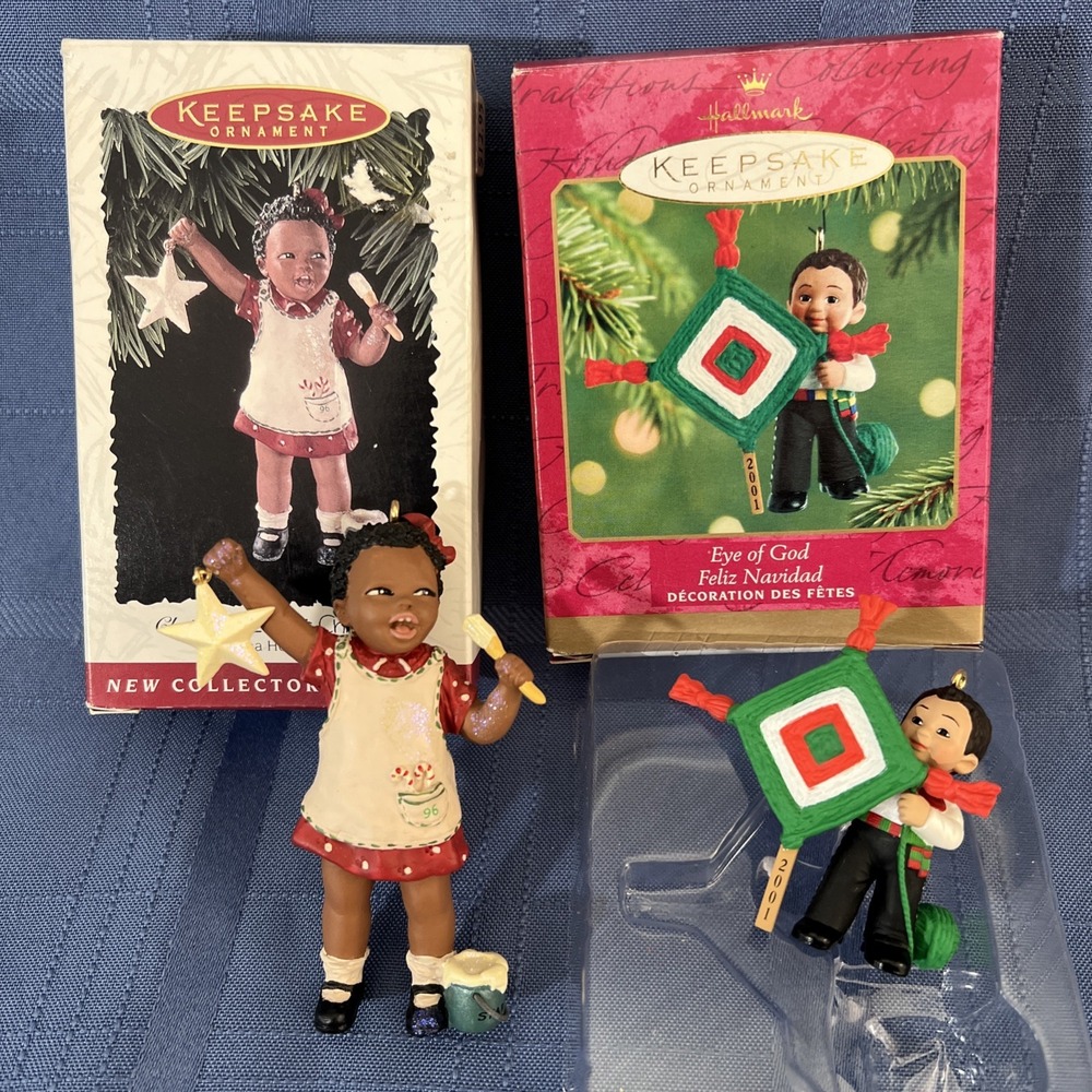 2Hallmark Keepsake Ornament Christy All God's Children & eye of God Feliz Navida